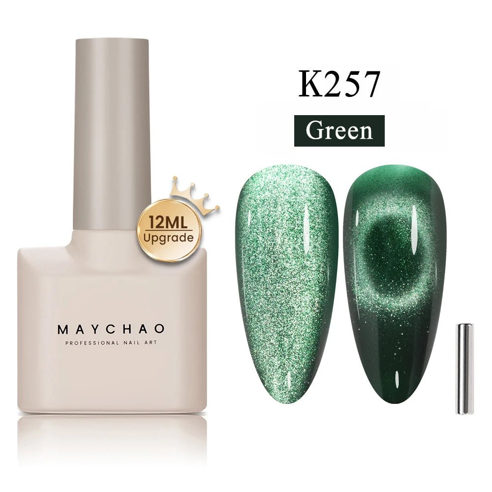 MAYCHAO 12ML Cat Eye Gel Nail Polish With Magnet Soak off UV Holographic Magnetic Rainbow Gel Polish for Nail Art DIY Manicure - Paola Center