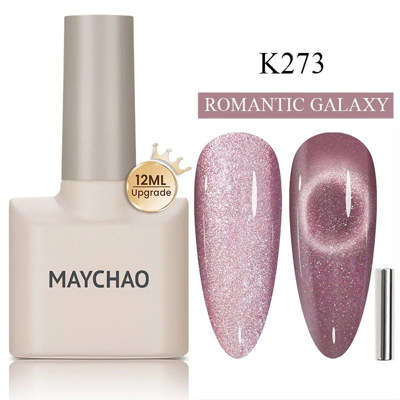 MAYCHAO 12ML Cat Eye Gel Nail Polish With Magnet Soak off UV Holographic Magnetic Rainbow Gel Polish for Nail Art DIY Manicure - Paola Center