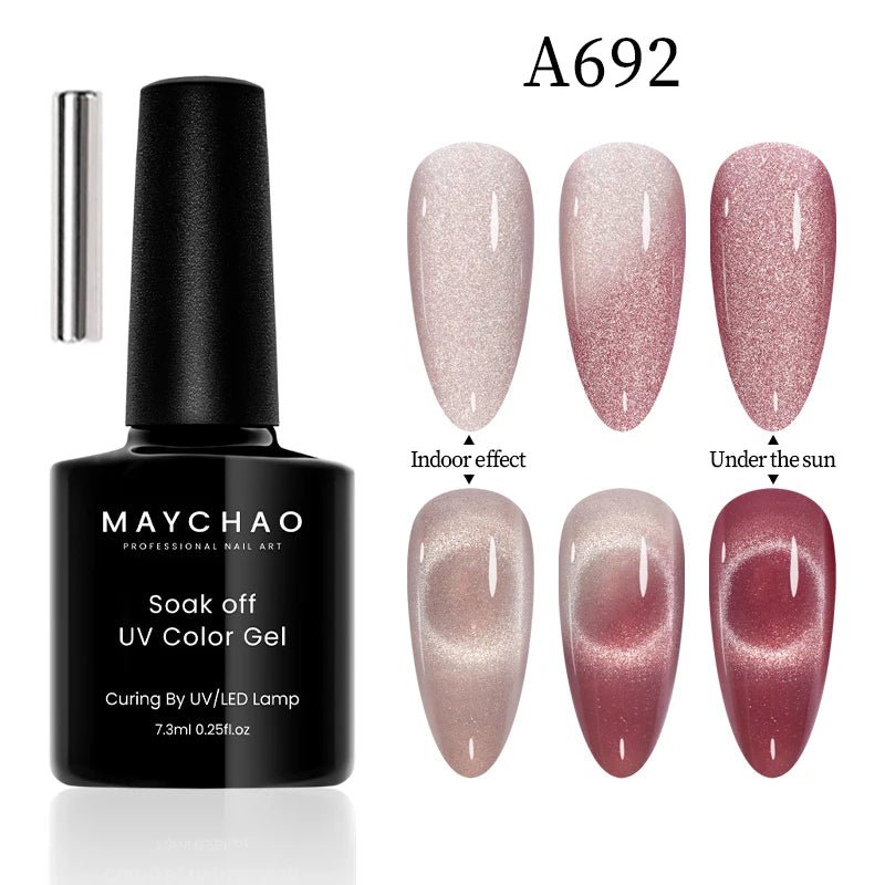 MAYCHAO 12ML Cat Eye Gel Nail Polish With Magnet Soak off UV Holographic Magnetic Rainbow Gel Polish for Nail Art DIY Manicure - Paola Center