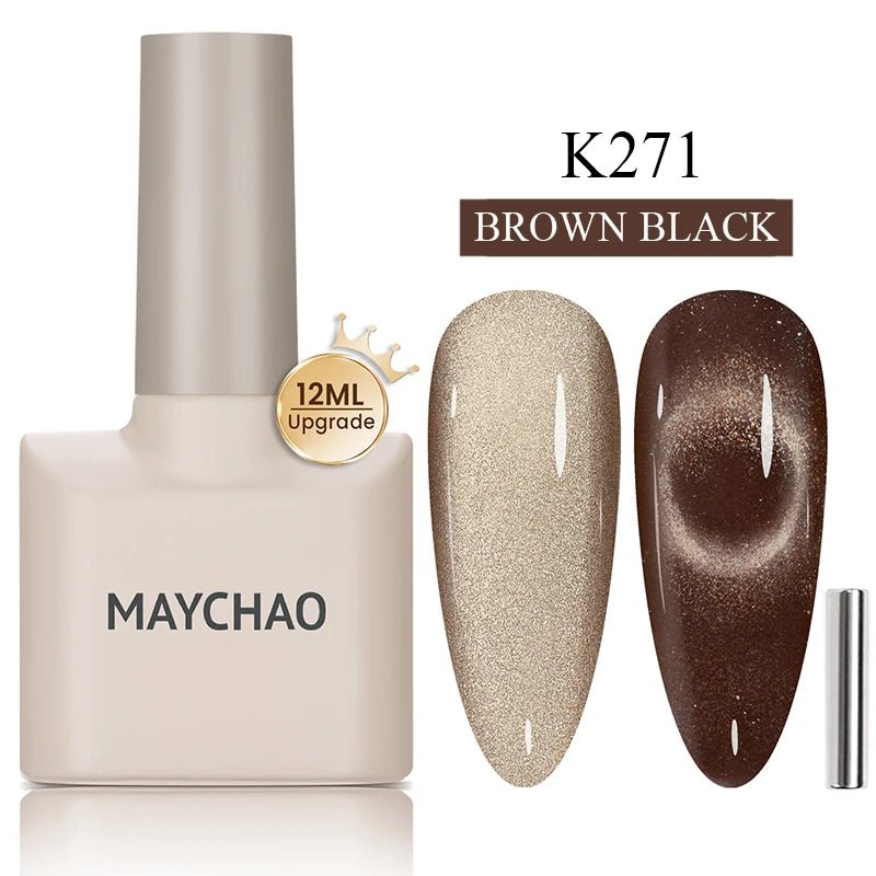 MAYCHAO 12ML Cat Eye Gel Nail Polish With Magnet Soak off UV Holographic Magnetic Rainbow Gel Polish for Nail Art DIY Manicure - Paola Center