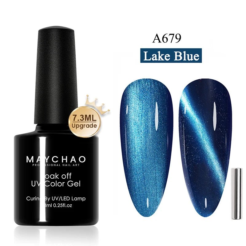MAYCHAO 12ML Cat Eye Gel Nail Polish With Magnet Soak off UV Holographic Magnetic Rainbow Gel Polish for Nail Art DIY Manicure - Paola Center