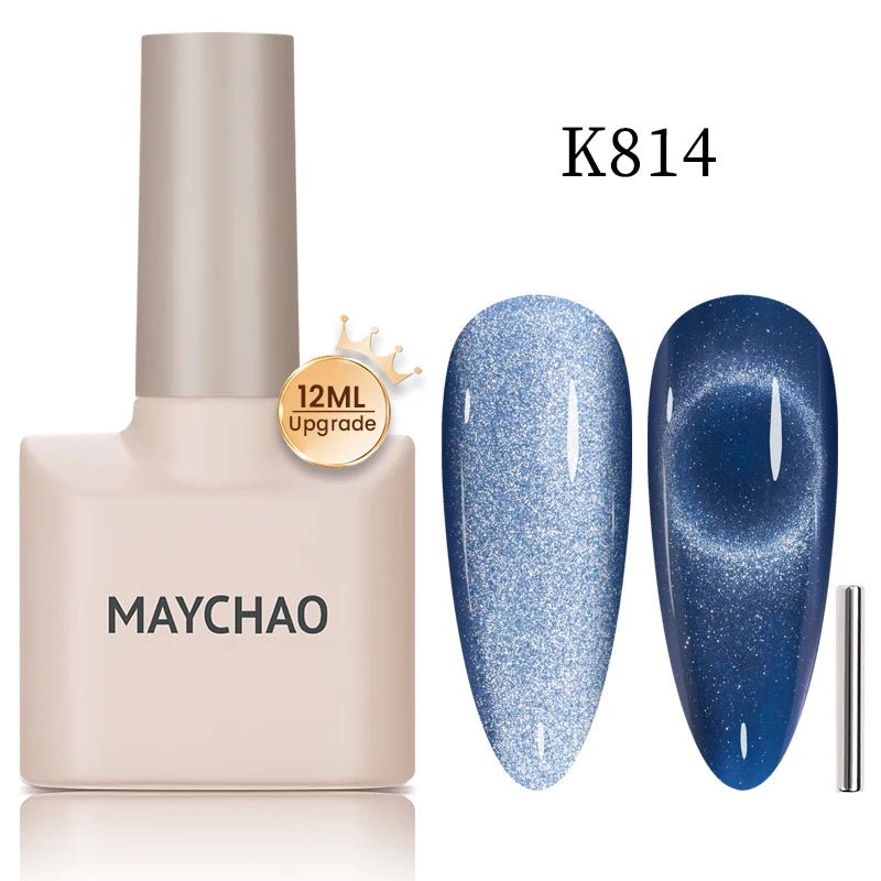 MAYCHAO 12ML Cat Eye Gel Nail Polish With Magnet Soak off UV Holographic Magnetic Rainbow Gel Polish for Nail Art DIY Manicure - Paola Center