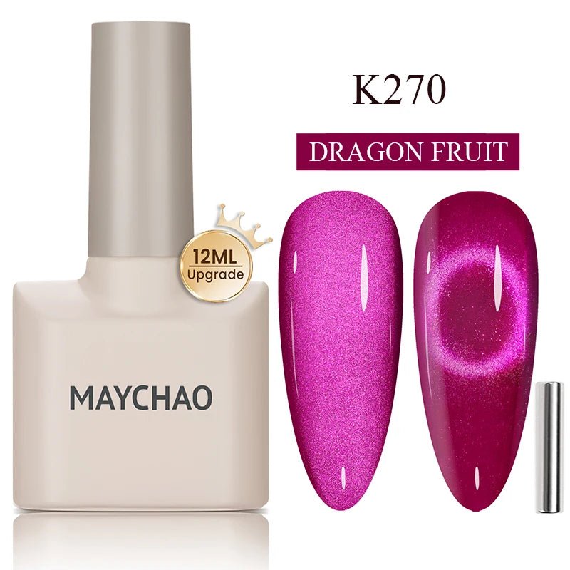 MAYCHAO 12ML Cat Eye Gel Nail Polish With Magnet Soak off UV Holographic Magnetic Rainbow Gel Polish for Nail Art DIY Manicure - Paola Center