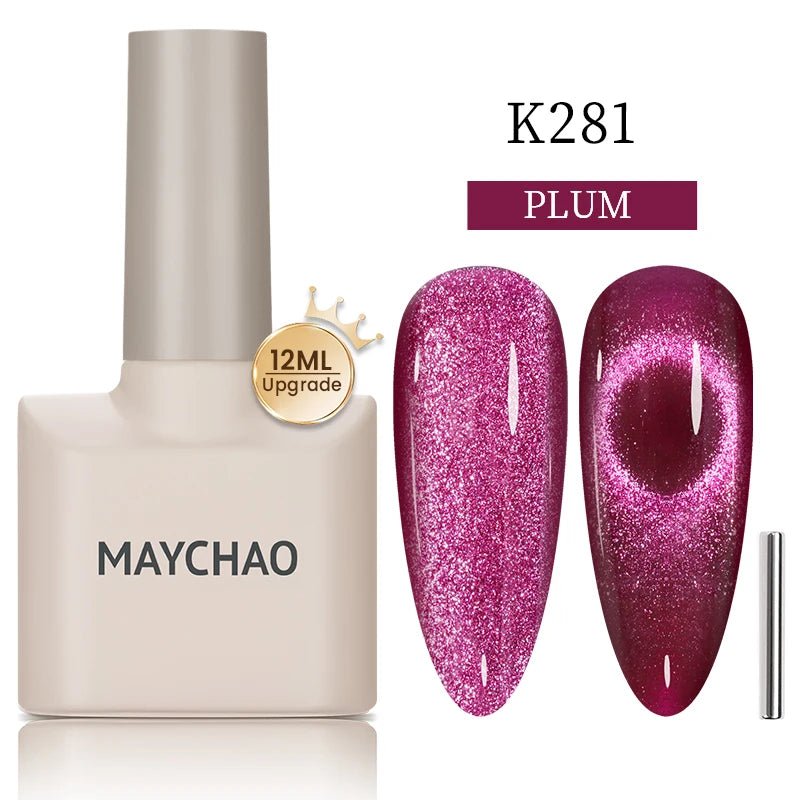 MAYCHAO 12ML Cat Eye Gel Nail Polish With Magnet Soak off UV Holographic Magnetic Rainbow Gel Polish for Nail Art DIY Manicure - Paola Center