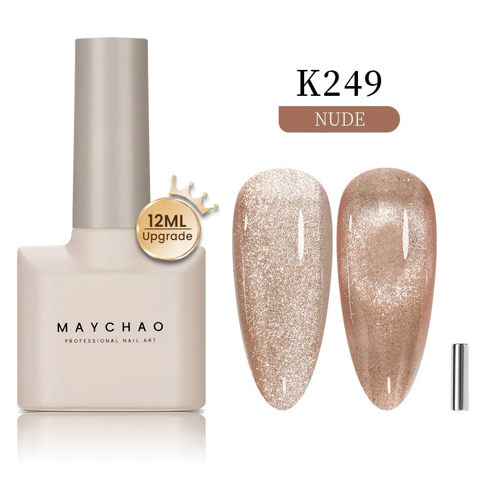 MAYCHAO 12ML Cat Eye Gel Nail Polish With Magnet Soak off UV Holographic Magnetic Rainbow Gel Polish for Nail Art DIY Manicure - Paola Center