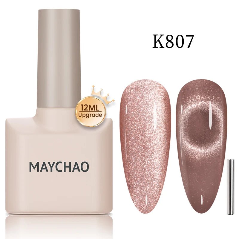 MAYCHAO 12ML Cat Eye Gel Nail Polish With Magnet Soak off UV Holographic Magnetic Rainbow Gel Polish for Nail Art DIY Manicure - Paola Center