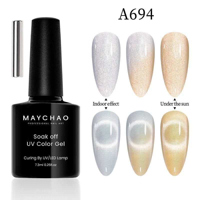 MAYCHAO 12ML Cat Eye Gel Nail Polish With Magnet Soak off UV Holographic Magnetic Rainbow Gel Polish for Nail Art DIY Manicure - Paola Center