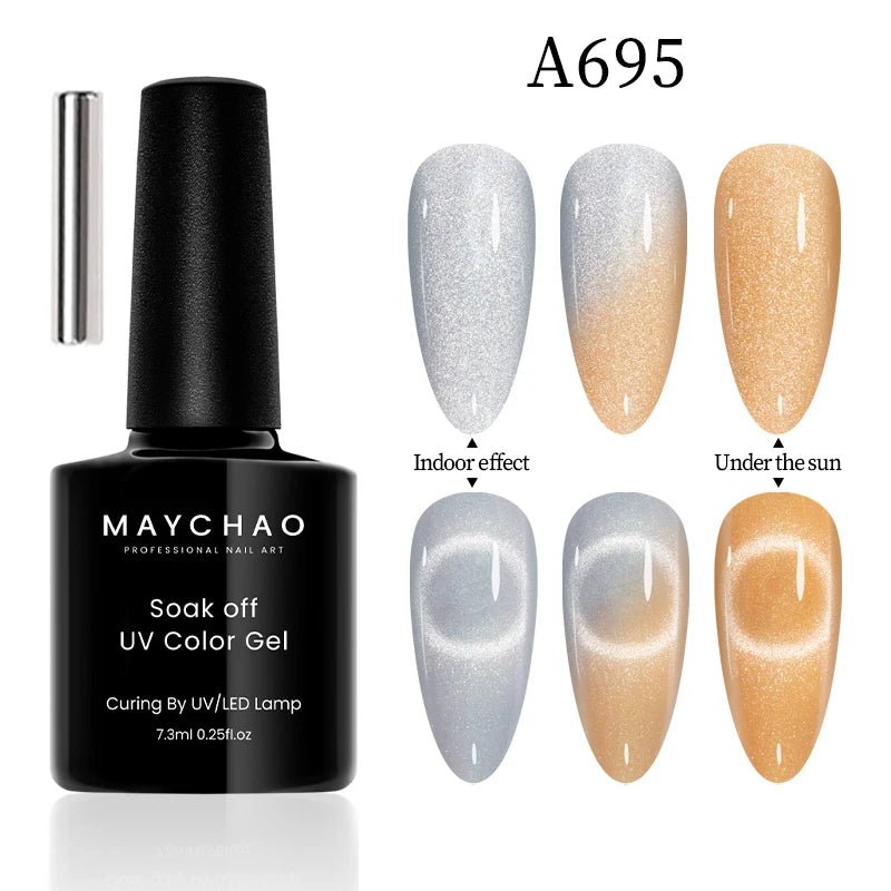 MAYCHAO 12ML Cat Eye Gel Nail Polish With Magnet Soak off UV Holographic Magnetic Rainbow Gel Polish for Nail Art DIY Manicure - Paola Center
