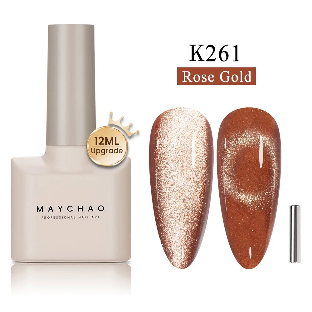MAYCHAO 12ML Cat Eye Gel Nail Polish With Magnet Soak off UV Holographic Magnetic Rainbow Gel Polish for Nail Art DIY Manicure - Paola Center