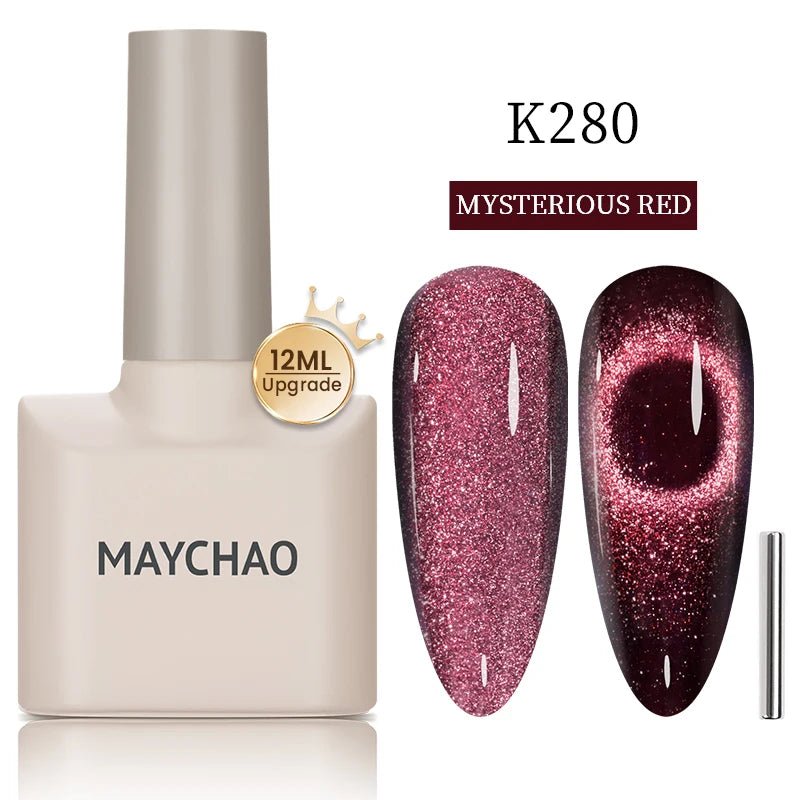 MAYCHAO 12ML Cat Eye Gel Nail Polish With Magnet Soak off UV Holographic Magnetic Rainbow Gel Polish for Nail Art DIY Manicure - Paola Center