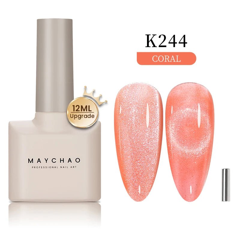 MAYCHAO 12ML Cat Eye Gel Nail Polish With Magnet Soak off UV Holographic Magnetic Rainbow Gel Polish for Nail Art DIY Manicure - Paola Center