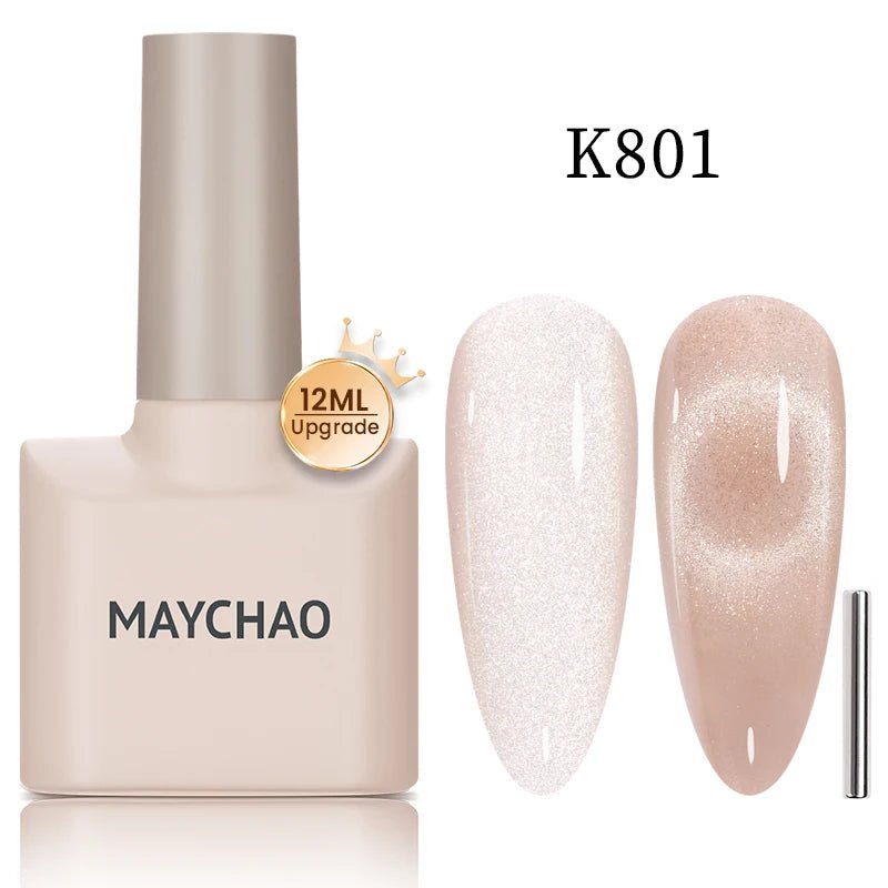 MAYCHAO 12ML Cat Eye Gel Nail Polish With Magnet Soak off UV Holographic Magnetic Rainbow Gel Polish for Nail Art DIY Manicure - Paola Center