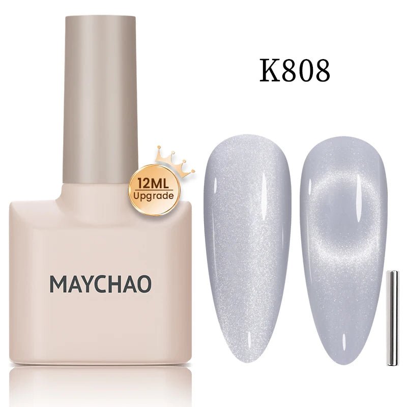 MAYCHAO 12ML Cat Eye Gel Nail Polish With Magnet Soak off UV Holographic Magnetic Rainbow Gel Polish for Nail Art DIY Manicure - Paola Center