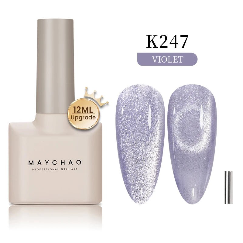 MAYCHAO 12ML Cat Eye Gel Nail Polish With Magnet Soak off UV Holographic Magnetic Rainbow Gel Polish for Nail Art DIY Manicure - Paola Center