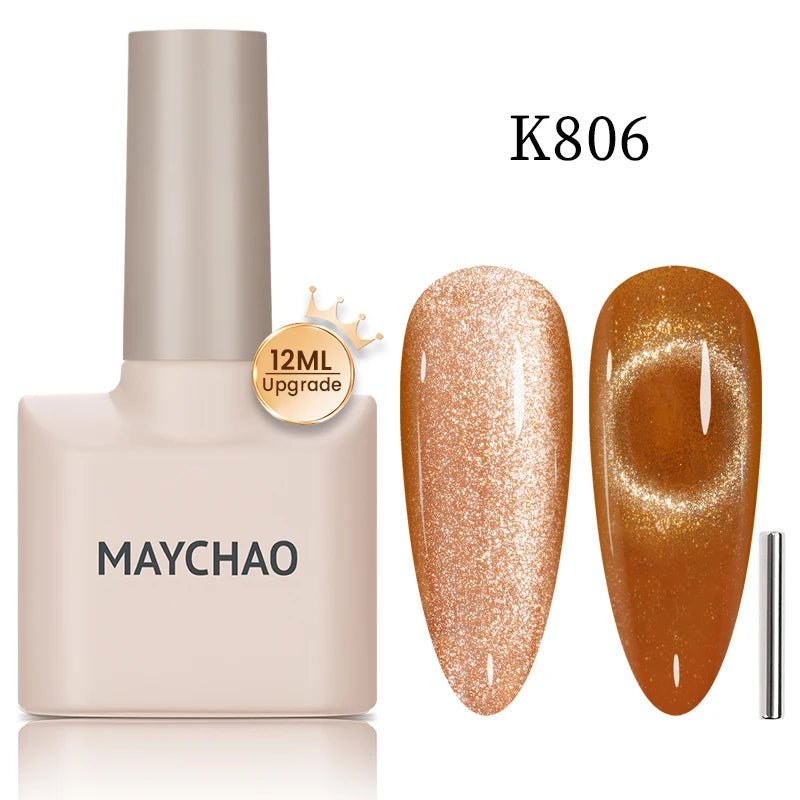 MAYCHAO 12ML Cat Eye Gel Nail Polish With Magnet Soak off UV Holographic Magnetic Rainbow Gel Polish for Nail Art DIY Manicure - Paola Center