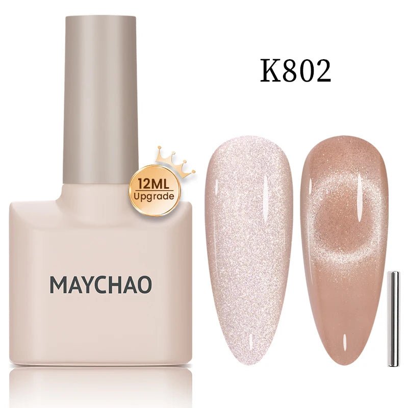 MAYCHAO 12ML Cat Eye Gel Nail Polish With Magnet Soak off UV Holographic Magnetic Rainbow Gel Polish for Nail Art DIY Manicure - Paola Center