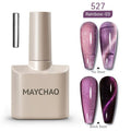 Paola Center Cat Eye Gel Nail Polish bottle with magnetic wand and color samples in Rainbow-03 shade