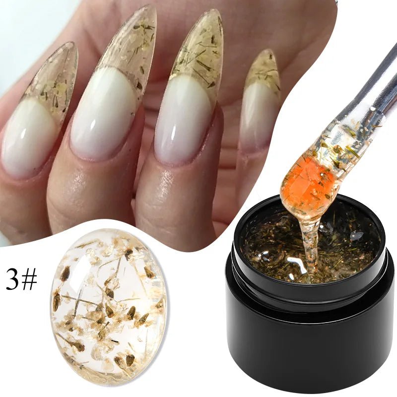 MEET ACROSS 5ml Pink Dried Flower Gel Nail Polish Natural Flower Fairy Nail Art Gel Soak Off UV LED Painting Varnishes For Nails - Paola Center