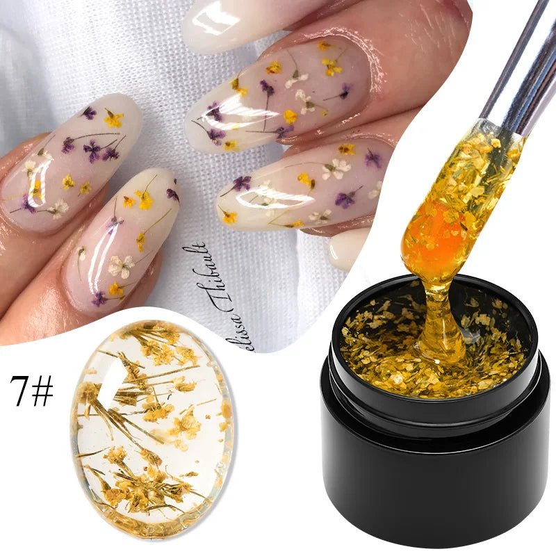 MEET ACROSS 5ml Pink Dried Flower Gel Nail Polish Natural Flower Fairy Nail Art Gel Soak Off UV LED Painting Varnishes For Nails - Paola Center