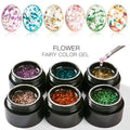 MEET ACROSS 6Pcs//Set Dried Flower Gel Nail Polish Natural Flower Fairy Gel Nail Art Painting Varnishes Summer Varnish For Nail - Paola Center