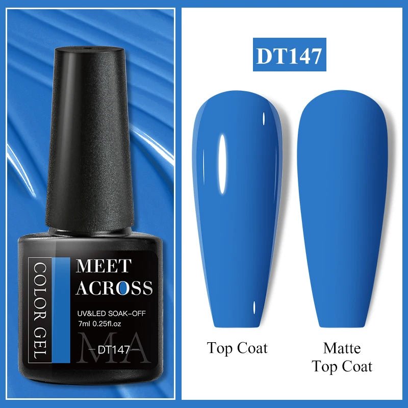 MEET ACROSS 7ml Gel Nail Polish Spring 140 Colors For Fall Decoration Semi Permanent Matte Top Coat Nail Art UV Gel Varnish - Paola Center