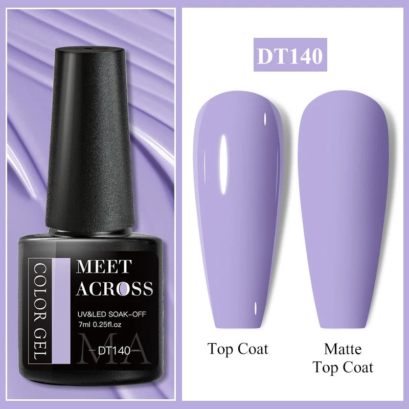 MEET ACROSS 7ml Gel Nail Polish Spring 140 Colors For Fall Decoration Semi Permanent Matte Top Coat Nail Art UV Gel Varnish - Paola Center