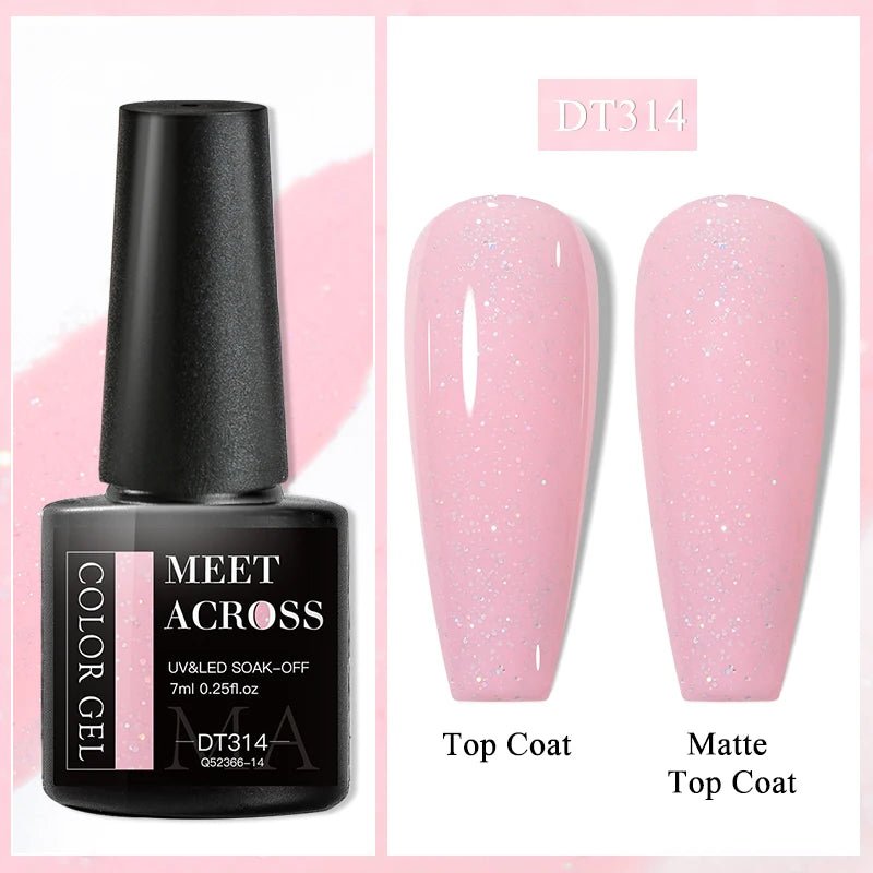 MEET ACROSS 7ml Gel Nail Polish Spring 140 Colors For Fall Decoration Semi Permanent Matte Top Coat Nail Art UV Gel Varnish - Paola Center