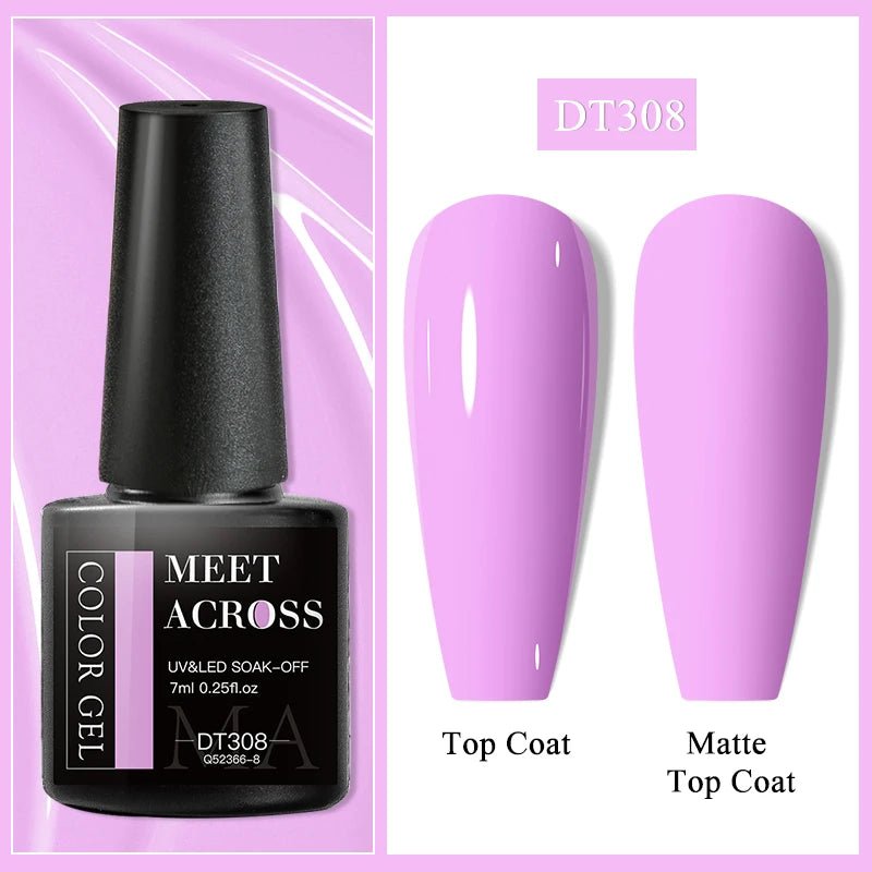 MEET ACROSS 7ml Gel Nail Polish Spring 140 Colors For Fall Decoration Semi Permanent Matte Top Coat Nail Art UV Gel Varnish - Paola Center