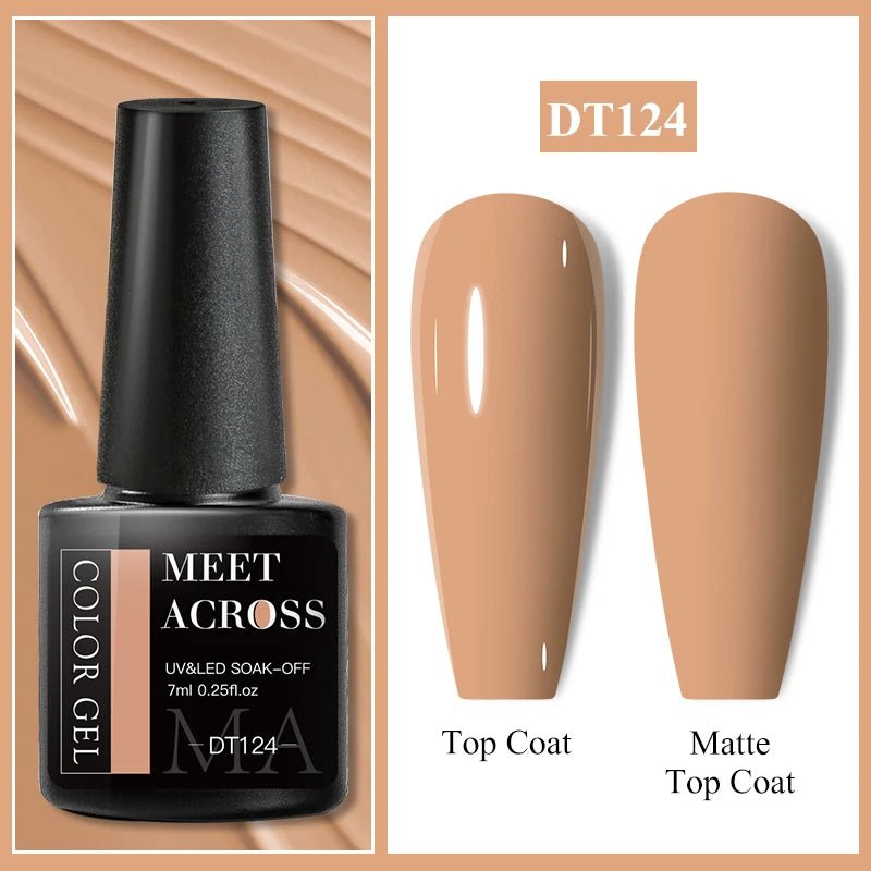 MEET ACROSS 7ml Gel Nail Polish Spring 140 Colors For Fall Decoration Semi Permanent Matte Top Coat Nail Art UV Gel Varnish - Paola Center