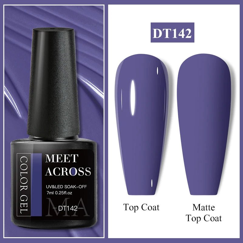 MEET ACROSS 7ml Gel Nail Polish Spring 140 Colors For Fall Decoration Semi Permanent Matte Top Coat Nail Art UV Gel Varnish - Paola Center