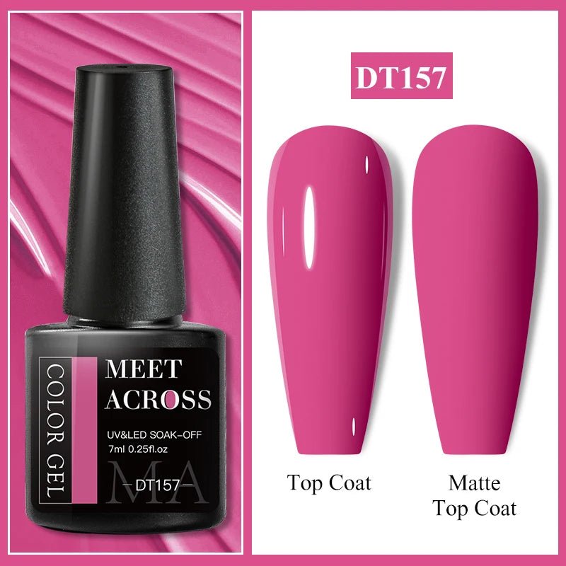MEET ACROSS 7ml Gel Nail Polish Spring 140 Colors For Fall Decoration Semi Permanent Matte Top Coat Nail Art UV Gel Varnish - Paola Center