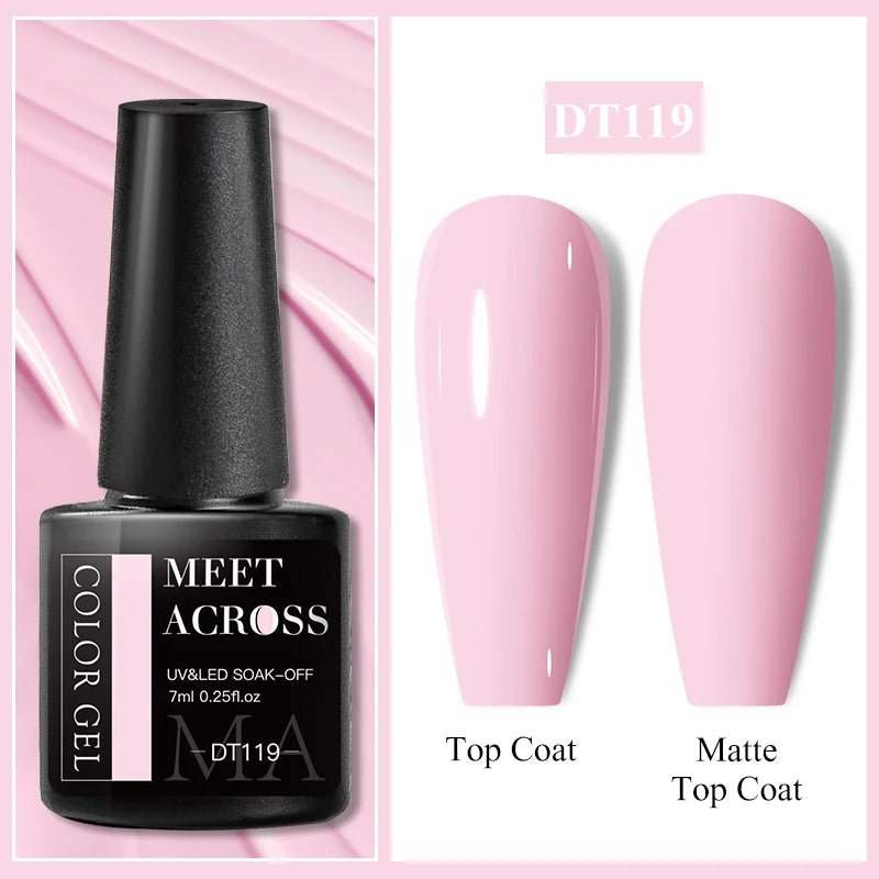 MEET ACROSS 7ml Gel Nail Polish Spring 140 Colors For Fall Decoration Semi Permanent Matte Top Coat Nail Art UV Gel Varnish - Paola Center