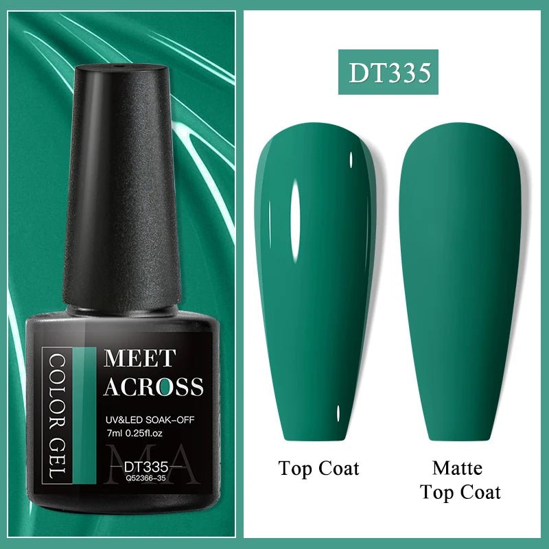 MEET ACROSS 7ml Gel Nail Polish Spring 140 Colors For Fall Decoration Semi Permanent Matte Top Coat Nail Art UV Gel Varnish - Paola Center