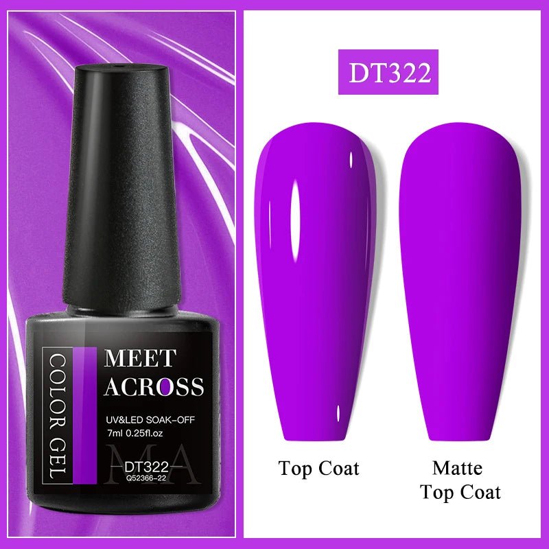 MEET ACROSS 7ml Gel Nail Polish Spring 140 Colors For Fall Decoration Semi Permanent Matte Top Coat Nail Art UV Gel Varnish - Paola Center
