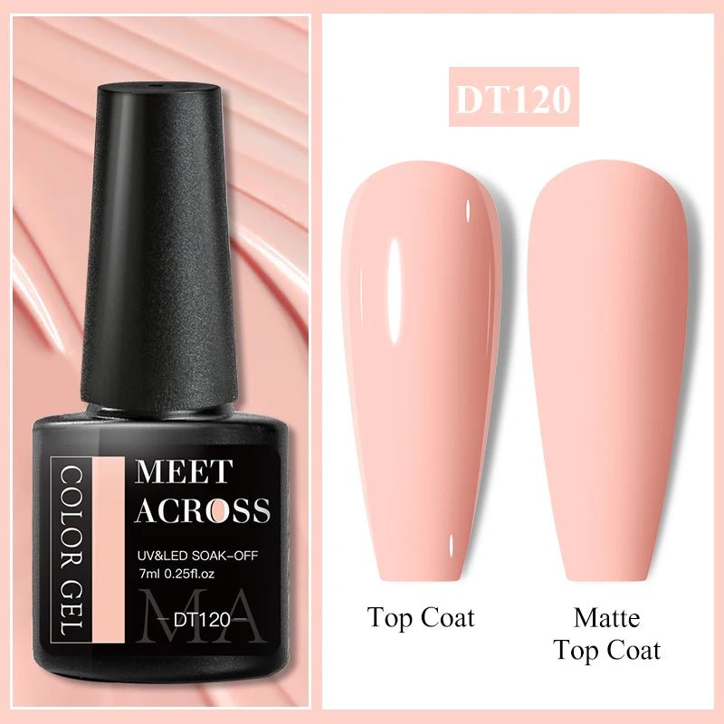 MEET ACROSS 7ml Gel Nail Polish Spring 140 Colors For Fall Decoration Semi Permanent Matte Top Coat Nail Art UV Gel Varnish - Paola Center