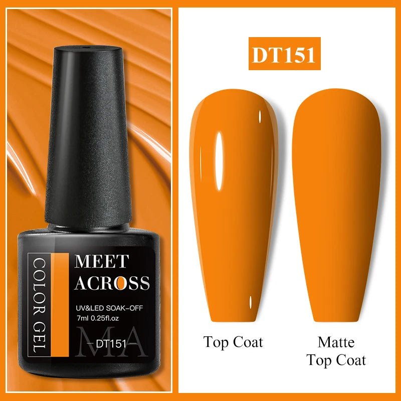 MEET ACROSS 7ml Gel Nail Polish Spring 140 Colors For Fall Decoration Semi Permanent Matte Top Coat Nail Art UV Gel Varnish - Paola Center