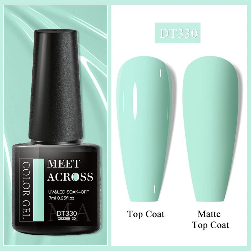 MEET ACROSS 7ml Gel Nail Polish Spring 140 Colors For Fall Decoration Semi Permanent Matte Top Coat Nail Art UV Gel Varnish - Paola Center