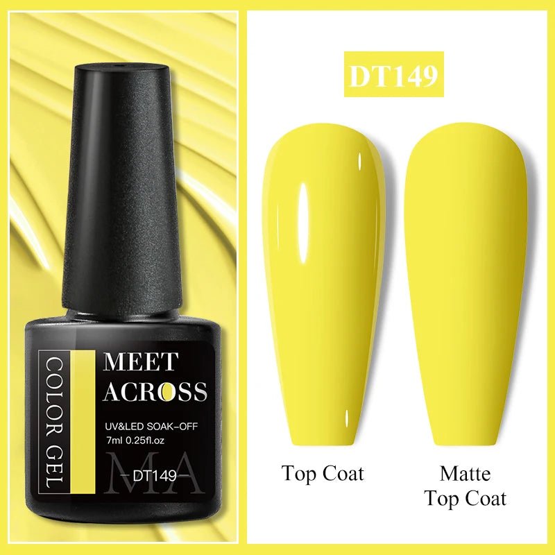 MEET ACROSS 7ml Gel Nail Polish Spring 140 Colors For Fall Decoration Semi Permanent Matte Top Coat Nail Art UV Gel Varnish - Paola Center