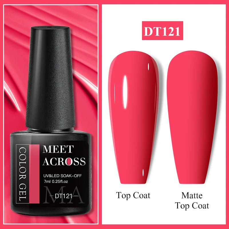 MEET ACROSS 7ml Gel Nail Polish Spring 140 Colors For Fall Decoration Semi Permanent Matte Top Coat Nail Art UV Gel Varnish - Paola Center
