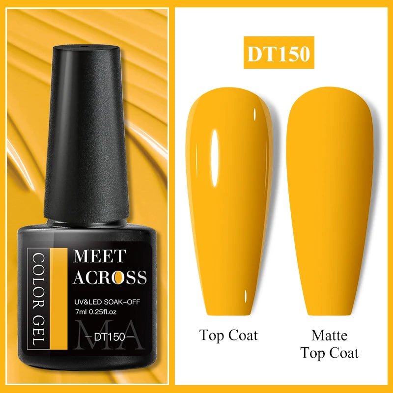 MEET ACROSS 7ml Gel Nail Polish Spring 140 Colors For Fall Decoration Semi Permanent Matte Top Coat Nail Art UV Gel Varnish - Paola Center