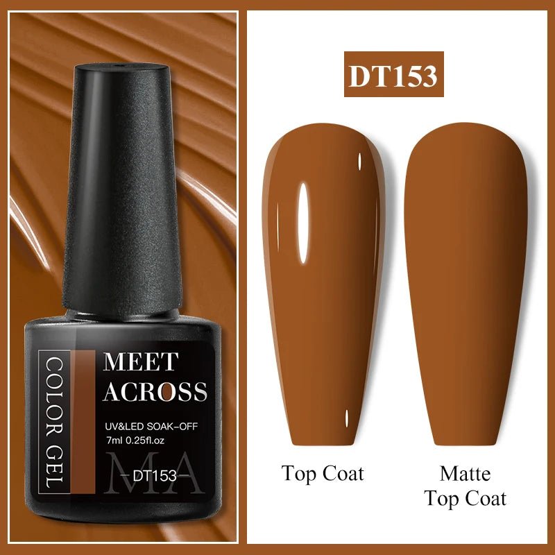 MEET ACROSS 7ml Gel Nail Polish Spring 140 Colors For Fall Decoration Semi Permanent Matte Top Coat Nail Art UV Gel Varnish - Paola Center
