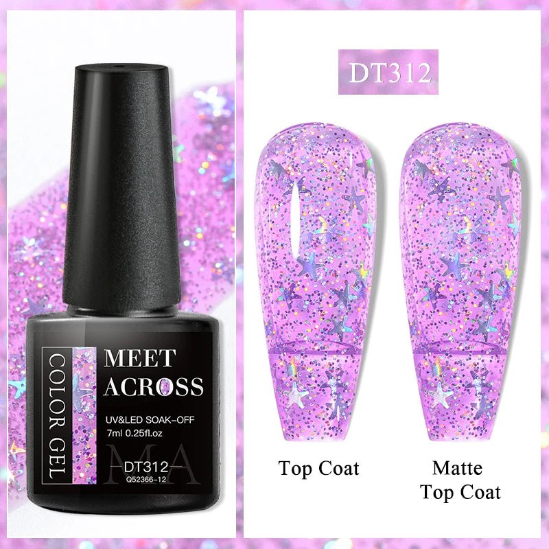 MEET ACROSS 7ml Gel Nail Polish Spring 140 Colors For Fall Decoration Semi Permanent Matte Top Coat Nail Art UV Gel Varnish - Paola Center