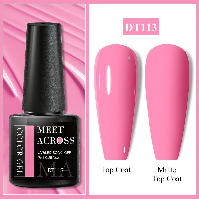 MEET ACROSS 7ml Gel Nail Polish Spring 140 Colors For Fall Decoration Semi Permanent Matte Top Coat Nail Art UV Gel Varnish - Paola Center