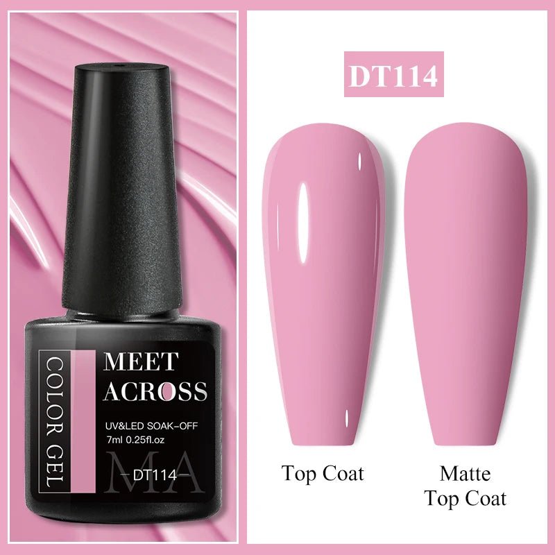 MEET ACROSS 7ml Gel Nail Polish Spring 140 Colors For Fall Decoration Semi Permanent Matte Top Coat Nail Art UV Gel Varnish - Paola Center