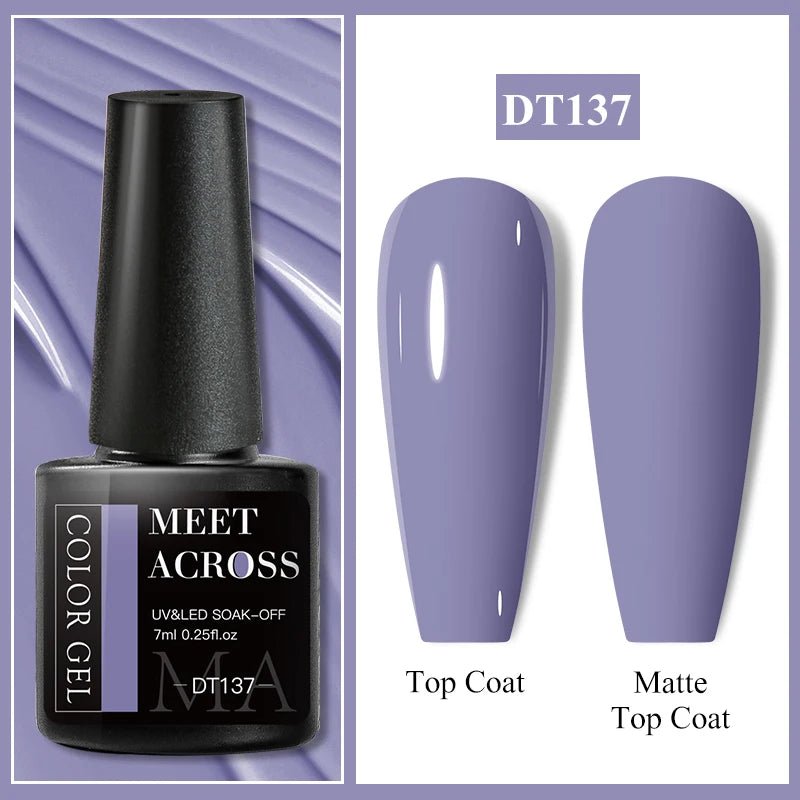 MEET ACROSS 7ml Gel Nail Polish Spring 140 Colors For Fall Decoration Semi Permanent Matte Top Coat Nail Art UV Gel Varnish - Paola Center