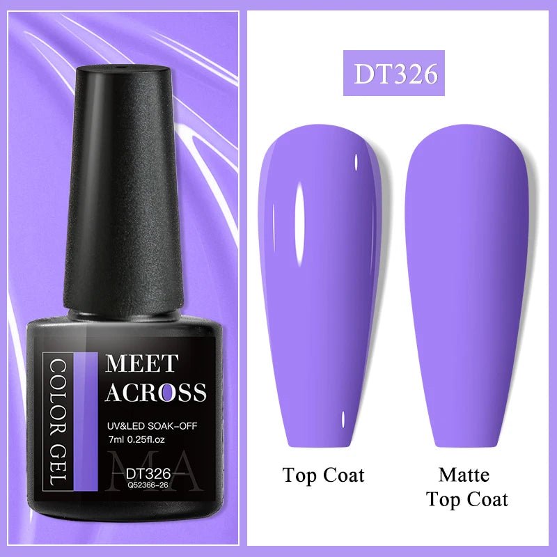 MEET ACROSS 7ml Gel Nail Polish Spring 140 Colors For Fall Decoration Semi Permanent Matte Top Coat Nail Art UV Gel Varnish - Paola Center
