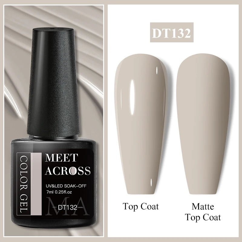 MEET ACROSS 7ml Gel Nail Polish Spring 140 Colors For Fall Decoration Semi Permanent Matte Top Coat Nail Art UV Gel Varnish - Paola Center