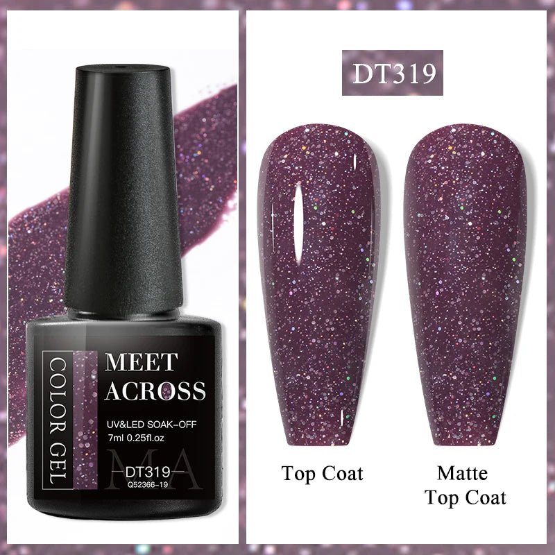 MEET ACROSS 7ml Gel Nail Polish Spring 140 Colors For Fall Decoration Semi Permanent Matte Top Coat Nail Art UV Gel Varnish - Paola Center