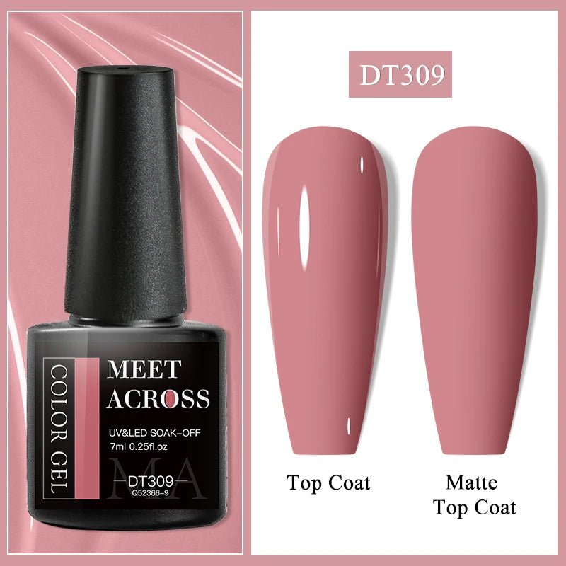 MEET ACROSS 7ml Gel Nail Polish Spring 140 Colors For Fall Decoration Semi Permanent Matte Top Coat Nail Art UV Gel Varnish - Paola Center