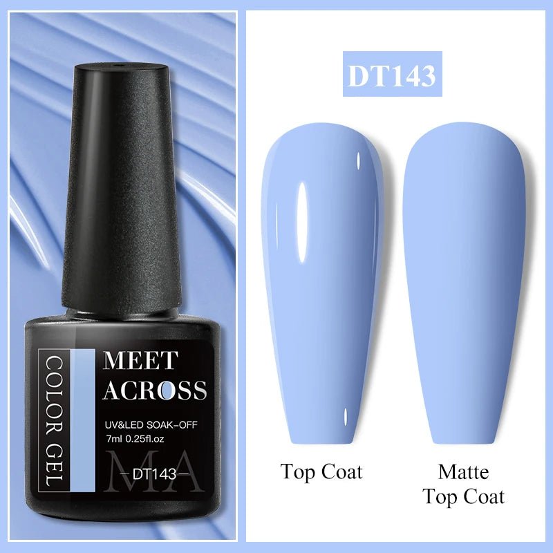 MEET ACROSS 7ml Gel Nail Polish Spring 140 Colors For Fall Decoration Semi Permanent Matte Top Coat Nail Art UV Gel Varnish - Paola Center